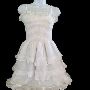 Altar'd State White Smocked Ruffle Tiered Dress